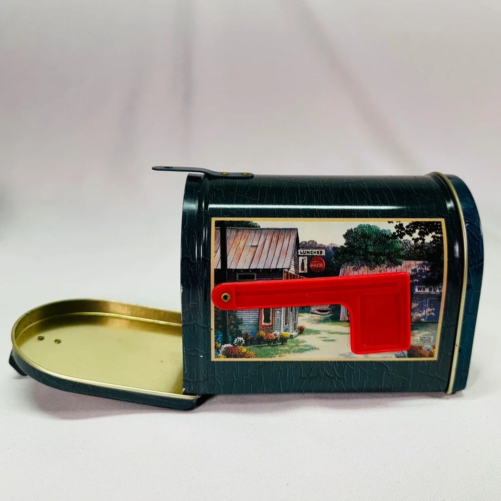 Vintage 1999 Coca-Cola Mailbox Collectors‎ Tin Giftco Blue General Store